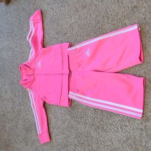 Girl's Size 3 Months Adidas Pink And White Jacket Pant Set